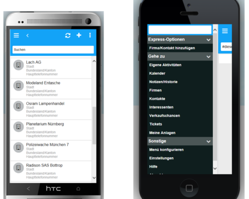 Infor CRM Mobilansicht Screenshot