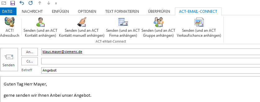 ACT! Outlook Screenshot
