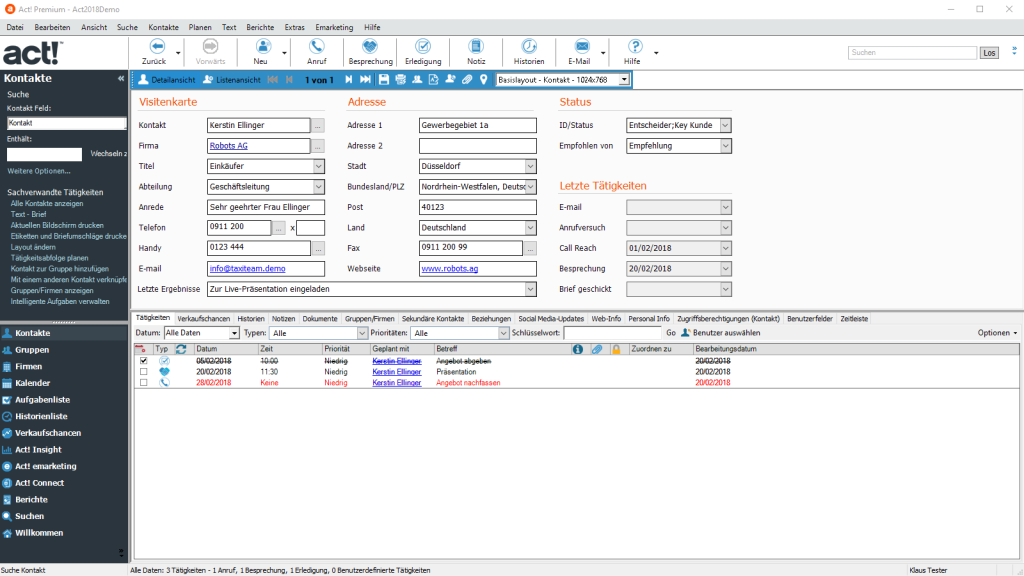 ACT! Wiedervorlage Screenshot
