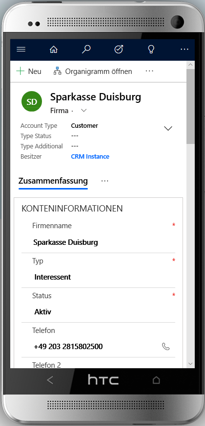 Microsoft Dynamics Kontenintegration