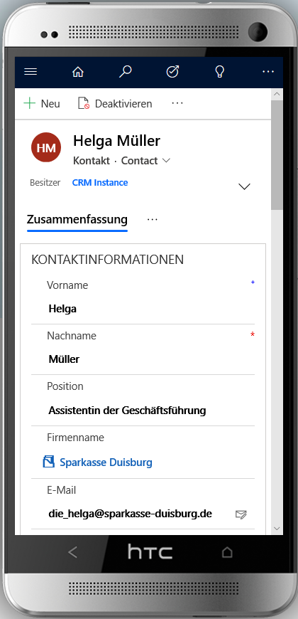 Microsoft Dynamics Mobil Kontaktinformationen